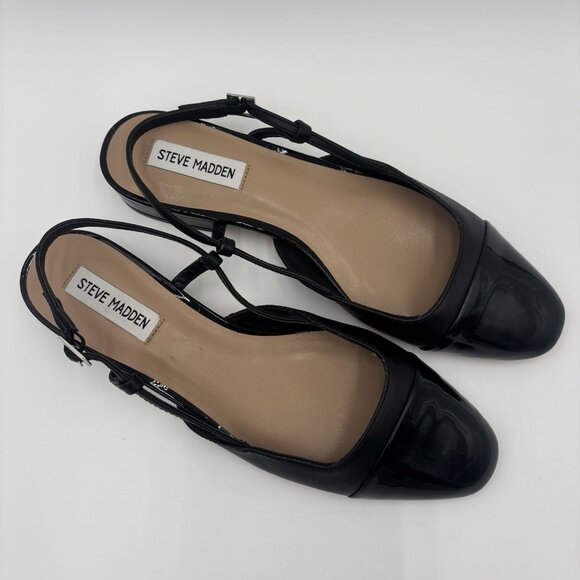 Steve Madden Women's Belinda-R Slingback Flats Black Cap Toe Size 9 - Picture 6 of 8